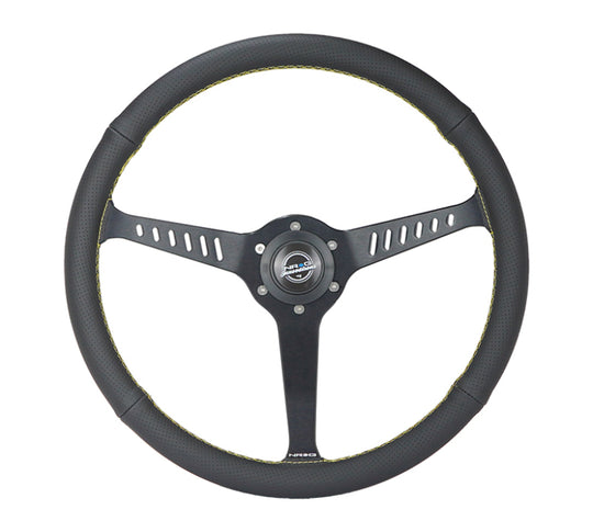 NRG Reinforced Steering Wheel (380mm/1in. Deep) Perforated Leather and Yellow Stitching - RST-380-STL-Y