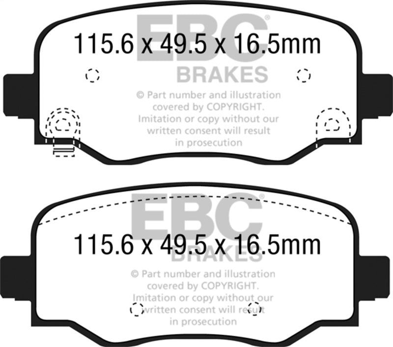 EBC 15+ Fiat 500X 1.4 Turbo Yellowstuff Rear Brake Pads - DP42237R
