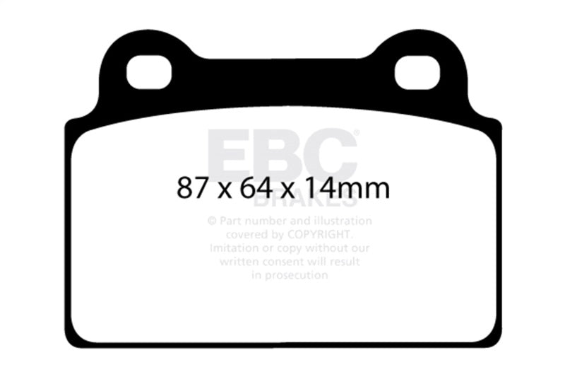EBC Racing 08-16 Mitsubishi Lancer Evo 10 2.0L Turbo (1 Piece Rotor) RP-X Rear Brake Pads - DP81985RPX