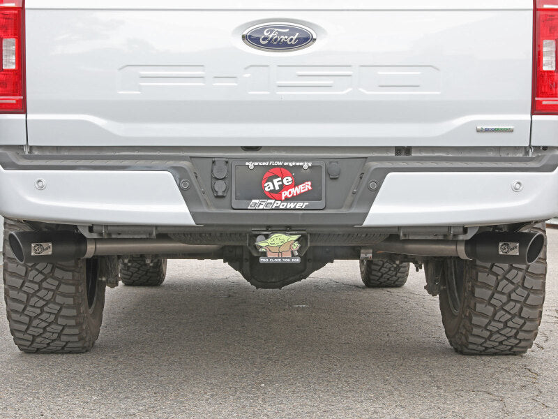 aFe Vulcan 3in 304 SS Cat-Back Exhaust 2021 Ford F-150 V6 2.7L/3.5L (tt)/V8 5.0L w/ Black Tips - 49-33126-B