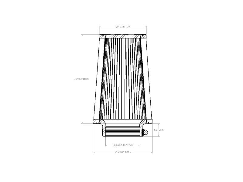 aFe POWER Universal Clamp-On Air Filter w/ D2 Dura-Dry Media - 3-1/2in F x 6in B x 4-3/4in T x 9in H - 21-35035V