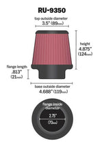 Load image into Gallery viewer, K&amp;N Universal Clamp-On Air Filter 2-3/4in FLG / 4-11/16in B / 3-1/2in T / 4-7/8in H - RU-9350