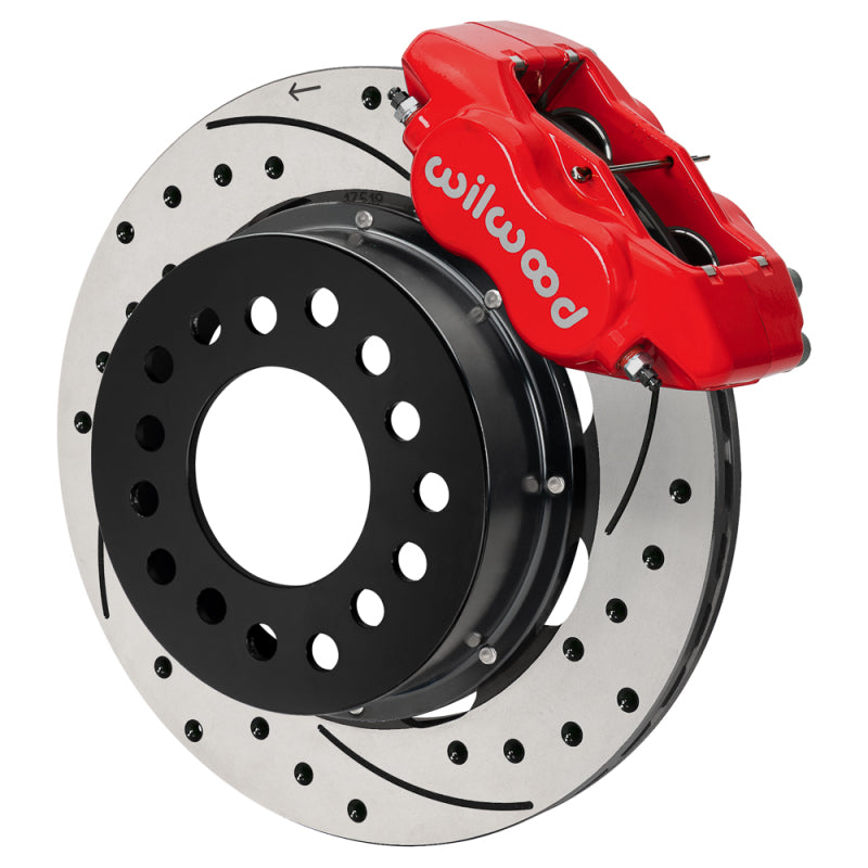 Wilwood Ford Mustang II Forged Dynalite Front Brake Kit w/ 11.38in Drilled & Slotted Rotor - Red - 140-18364-DR