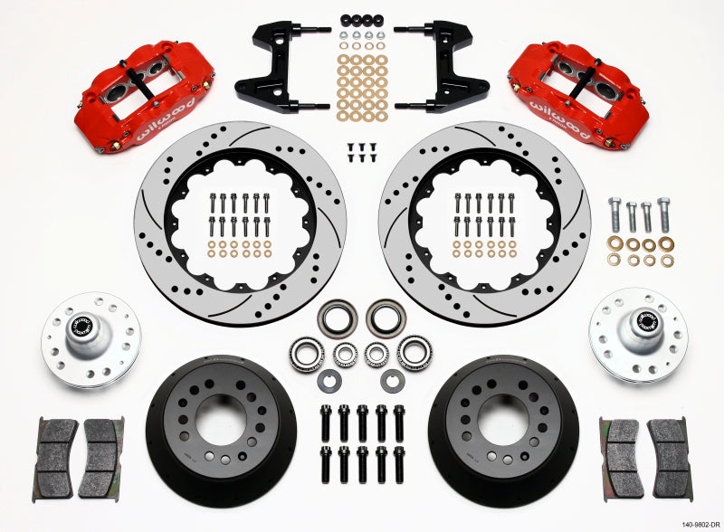 Wilwood Narrow Superlite 6R Front Hub Kit 14.00in Drill Red 74-80 Pinto/Mustang II Disc Spindle only - 140-9802-DR