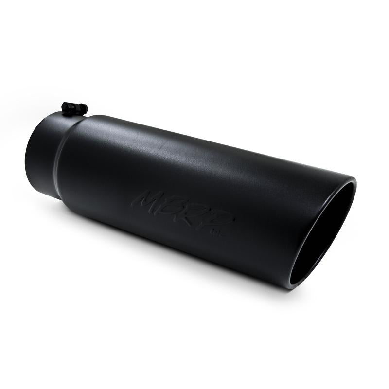 MBRP Universal Tip 6in OD Angled Rolled End 5in Inlet 18in Length Black Finish Exhaust - T5125BLK