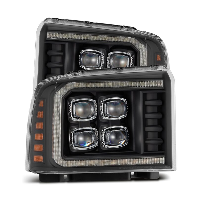 AlphaRex 05-07 Ford F250/350/450/550 Super Duty NOVA LED Proj HL Blk w/Actv Light & Seq Sig + SB DRL - 880319