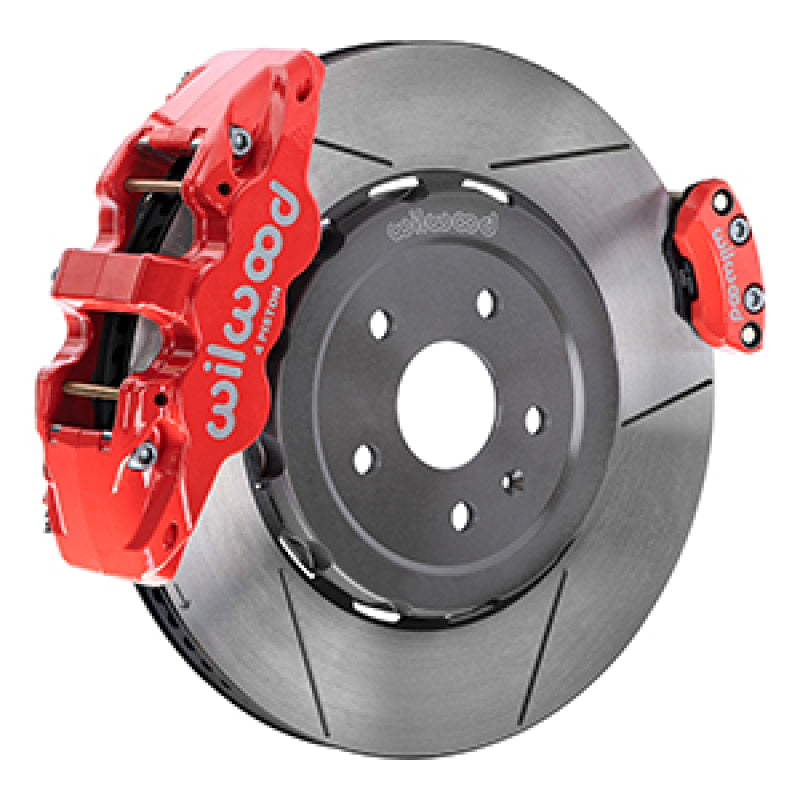 Wilwood 20-23 Chevy Corvette C8 Aero4 Red Rear Big Brake Kit - Slotted - 140-17009-R
