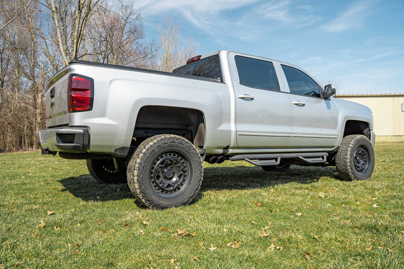 Corsa 14-16 Chevrolet Silverado 3.0in Catback Front Axle Exit Exhaust w/ Twin 4.0in Black Tips - 21310BPC