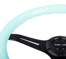 Load image into Gallery viewer, NRG Classic Wood Grain Steering Wheel (350mm) Minty Fresh Color Grip w/Black 3-Spoke Center - ST-015BK-MF