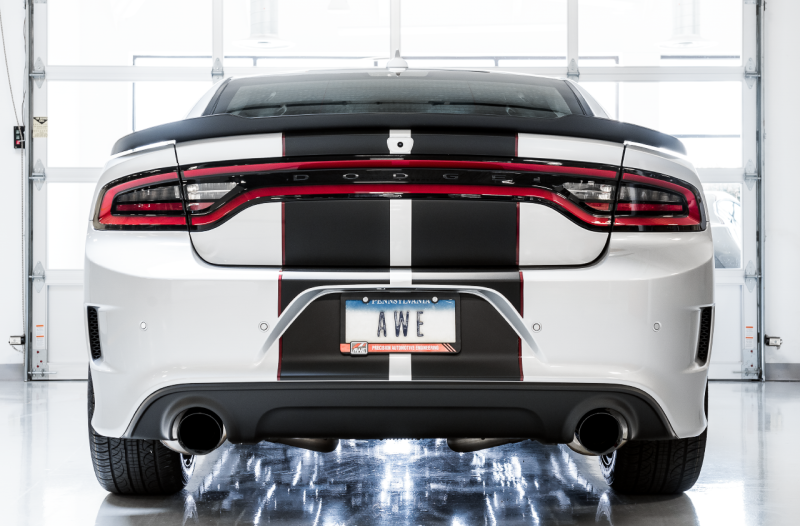 AWE Tuning 2015+ Dodge Charger 6.4L/6.2L Supercharged Track Edition Exhaust - Diamond Black Tips - 3015-33126