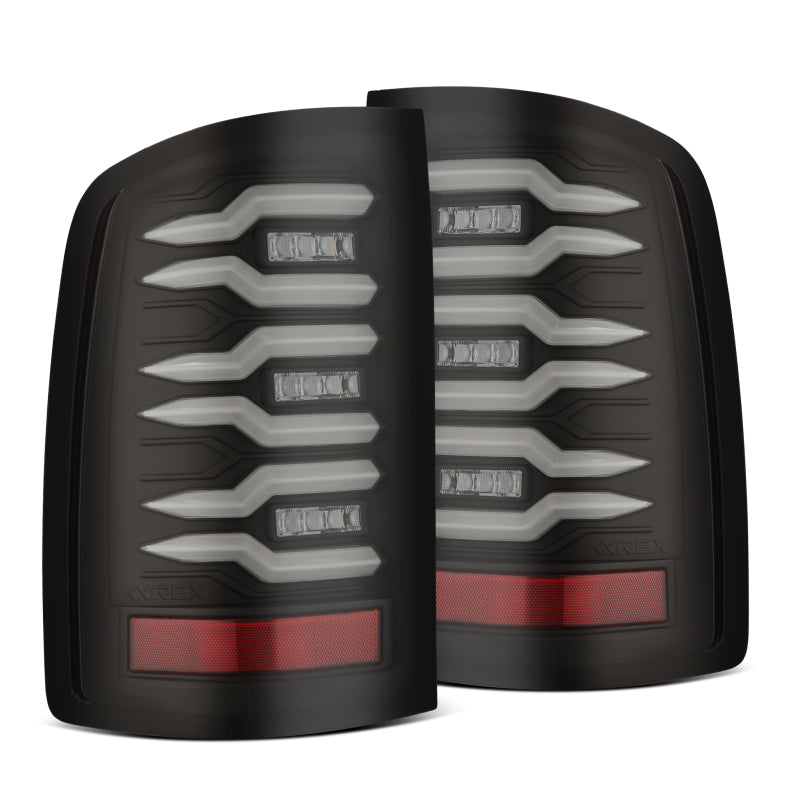 AlphaRex 07-13 GMC Sierra 1500/07-14 2500/3500HD (No Classic/Dually) Luxx-Series LED Tail Lights Blk - 630060
