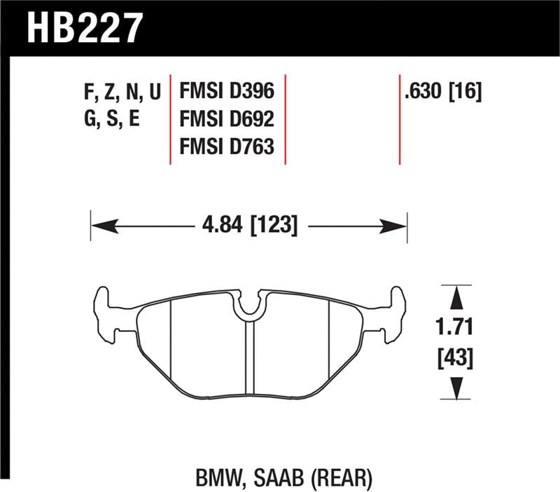 Hawk 92-95 BMW 325iS HT-10 Race Rear Brake Pads - HB227S.630