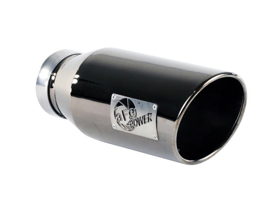aFe MACHForce XP Exhausts Tips SS-304 EXH Tip 4In x 6Out x 15L Bolt-On (blk chrome) - 49-92018-BC