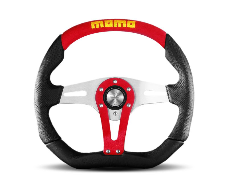Momo Tuner Steering Wheel 350 mm - Black Leather/Red Stitch/Black Spokes - TUN35BK0B