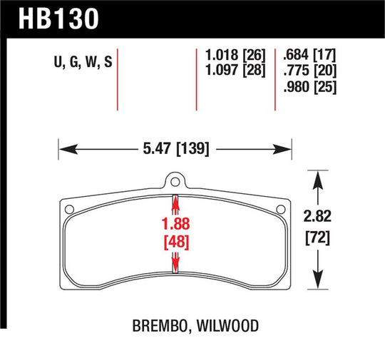 Hawk Universal Brembo DTC-70 Race Brake Pads - HB130U1.097
