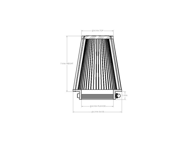 aFe POWER Universal Clamp-On Air Filter w/ D2 Dura-Dry Media - 4in F x 6in B x 4in T x 7in H - 21-40507V