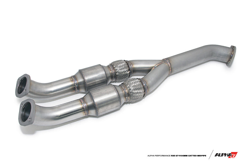 AMS Performance 2009+ Nissan GT-R R35 Alpha 90mm Midpipe w/GESI Cats - 90mm Exit - ALP.07.05.0006-1