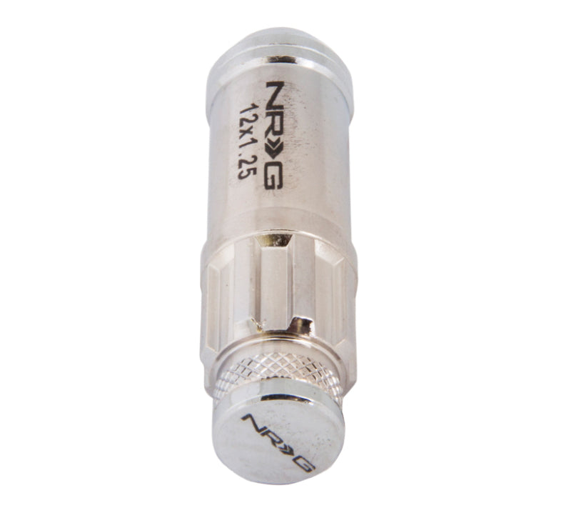 NRG 700 Series M12 X 1.25 Steel Lug Nut w/Dust Cap Cover Set 21 Pc w/Locks & Lock Socket - Silver - LN-LS710SL-21