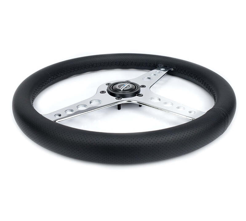 NRG Light Weight Gaming Steering Wheel - Driftz 350mm 3 Chrome Spokes Perforated Leather - ST-034CH-PR