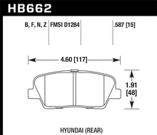 Load image into Gallery viewer, Hawk 10 Hyundai Genesis Coupe (w/o Brembo Breaks) HPS Street 15mm Rear Brake Pads - HB662F.587
