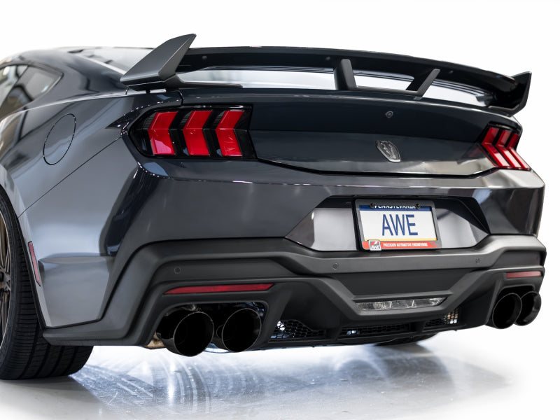 AWE 2024 Ford Mustang Dark Horse S650 RWD Track Edition Cat-Back Exhaust w/ Quad Diamond Black Tips - 3020-43375