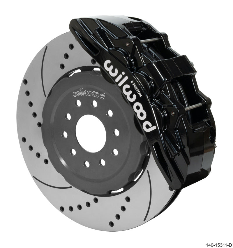 Wilwood SX6R Front Brake Kit 15in SRP Slotted/Drilled Black 05-13 Chevy Corvette - 140-15311-D