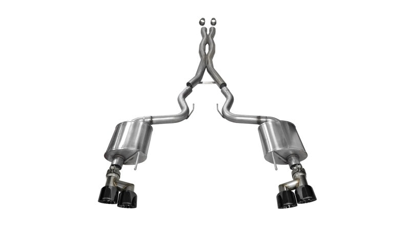 Corsa 2015-2017 Ford Mustang GT 5.0 3in Cat Back Exhaust Black Quad Tips (Sport) - 14337BLK