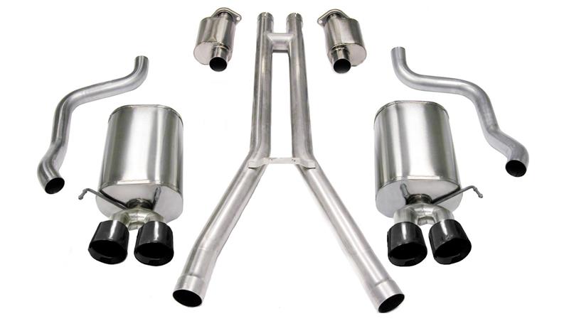 Corsa 2004-2008 Cadillac XLR 4.6L 25in Cat-Back Dual Rear w Twin 35in Black Pro-Series Tips - 14156BLK