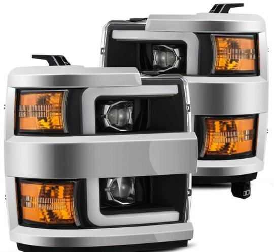 AlphaRex 15-19 Chevy Silverado 2500/3500 LUXX-Series Proj. Headlights Blk w/Actv SeqSig & SBDRL - 880098