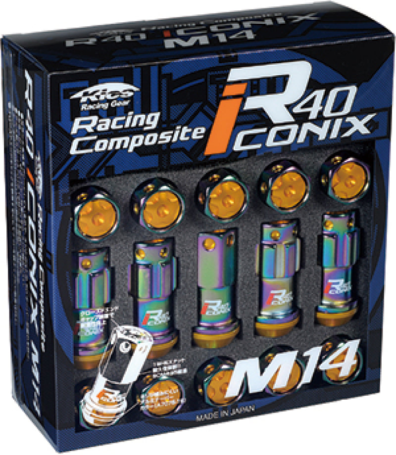 Project Kics 14x1.25 R40 Iconix Lock & Lug Nuts - Neo Chrome w/Red Cap (16+4 Locks) - WRIA15NR