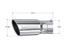Load image into Gallery viewer, MBRP Universal Tip 6in OD 5in Inlet 15.5in Length 30 Deg Bend Angled Rolled End T304 - T5154