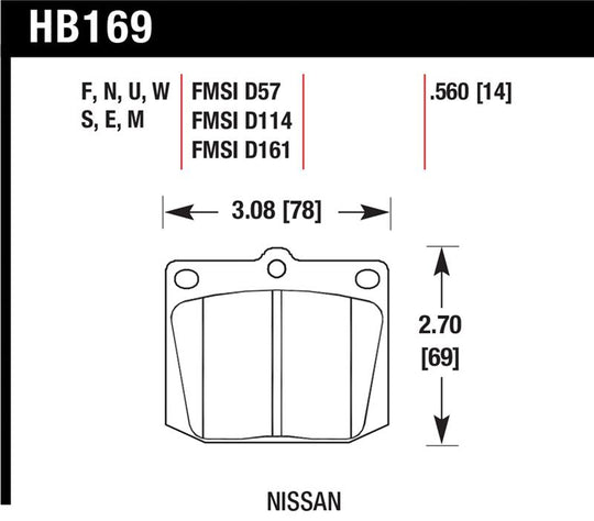 Hawk 75-78 Nissan 280Z Black Race Front Brake Pads - HB169M.560