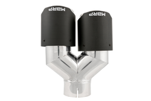 Load image into Gallery viewer, MBRP 3in ID / Dual 4in OD Out Staggered L 9.37in / R 9.87in Dual Wall Carbon Fiber Univ Exhaust Tip - T5183CF