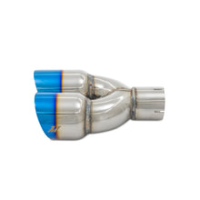 Load image into Gallery viewer, Mishimoto Dual Offset Tips 2.5in Inlet 3in Outlet Slash Cut - Burnt - MMEXH-TIP-FSTBT