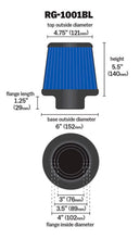 Load image into Gallery viewer, K&amp;N Universal Air Filter Chrome Round Tapered Blue - 4in Flange ID x 1.125in Flange Length x 5.5in H - RG-1001BL