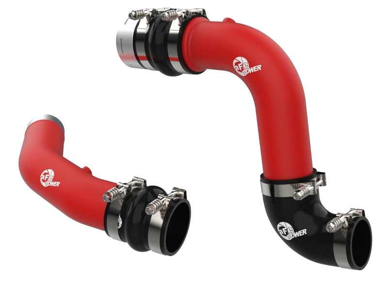 aFe 23-24 Ford Diesel Trucks V8-6.7L (td) BladeRunner Aluminum Hot and Cold Charge Pipe Kit - Red - 46-20734-R
