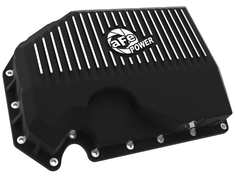 aFe 05-19 VW 1.8L/2.0L w/o Oil Sensor Engine Oil Pan Black POWER Street Series w/ Machined Fins - 46-71240B