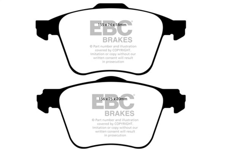 EBC 11+ Volvo S60 2.5 Turbo T5 (315mm Front Rotors) Greenstuff Front Brake Pads - DP21914