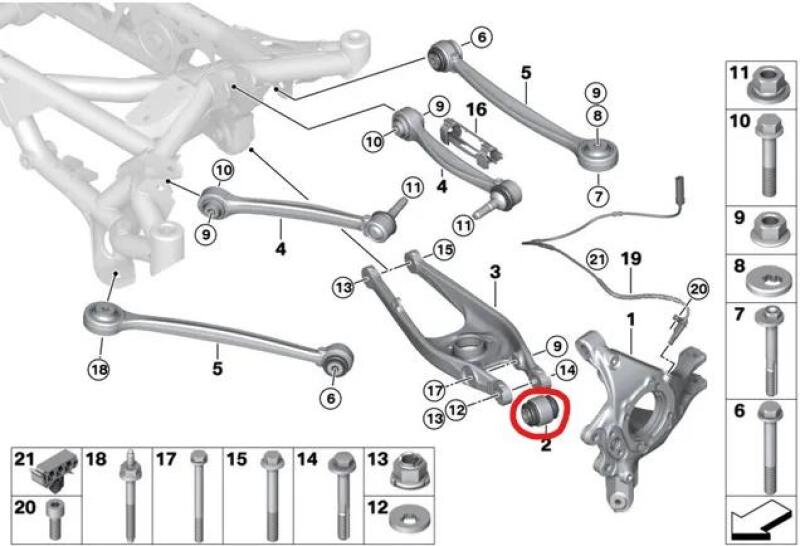 SPL Parts 04-19 BMW 3 Series/4 Series (E9X/F3X/F8X) Rear Lower Control Arm Knuckle Bushing - SPL RLCB E9X