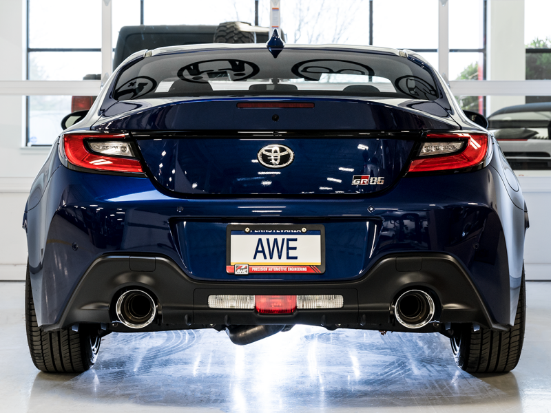 AWE Tuning Subaru BRZ/ Toyota GR86/ Toyota 86 Touring Edition Cat-Back Exhaust- Chrome Silver Tips - 3015-32486