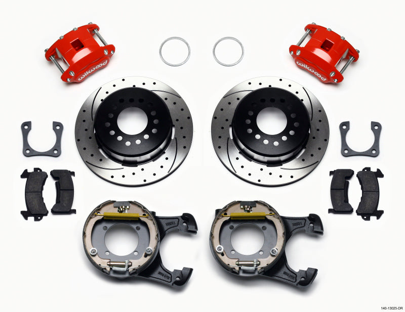 Wilwood D154 P/S P-B Kit Drilled-Red 12 Bolt 2.81in Offset Staggered Shock - 140-13025-DR