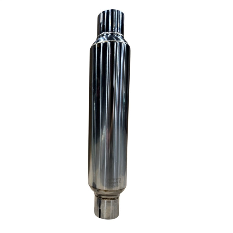 Kooks 2.5in Round Clamp In Muffler 14in Long Polished Stainless Steel - R250-14-CI