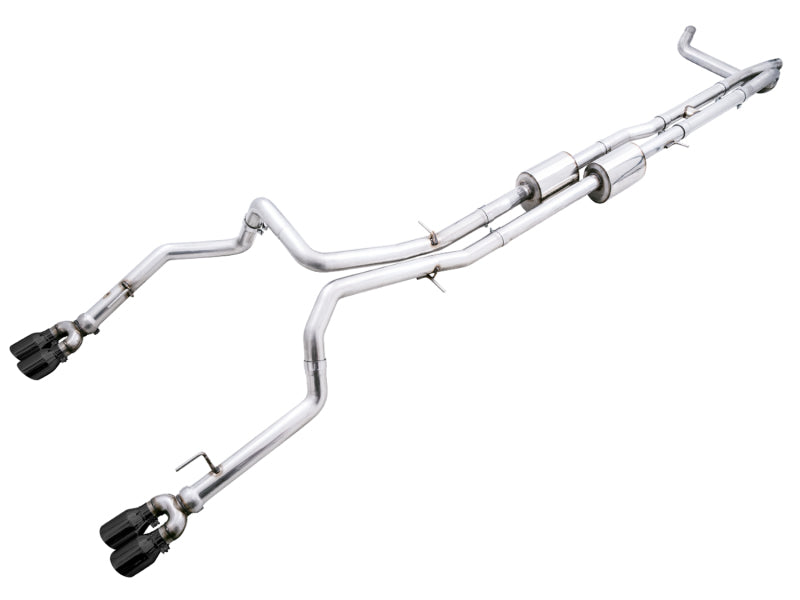 AWE Tuning 4th Gen GM 1500 6.2L 0FG Cat-Back Split Rear Exit (w/ Bumper Cutouts) - Quad Diamond Tips - 3015-43204
