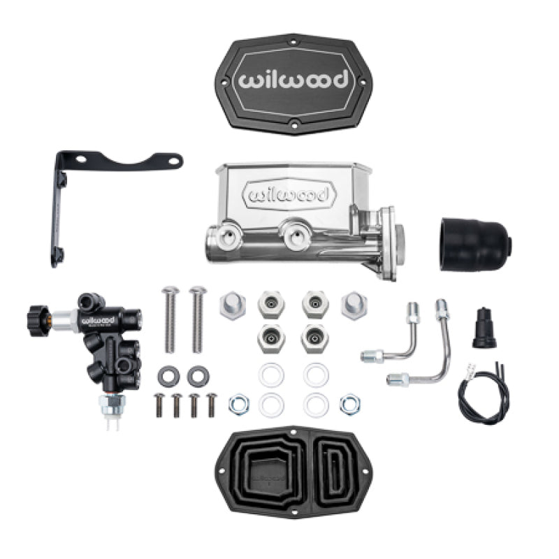 Wilwood MOPAR Compact Tandem M/C Kit w/ P-Valve 1in Bore - Chrome Powdercoat - 261-17798-P