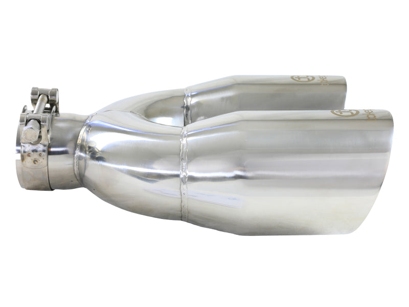 aFe Takeda 2.5in 304 Stainless Steel Clamp-on Tip Passenger Side 2.5in Inlet 4inDual - Polished - 49T25484-P121