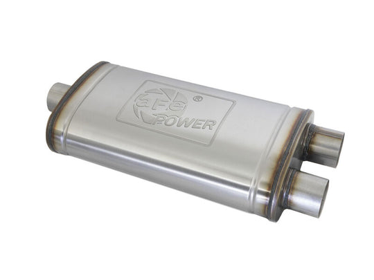 aFe MACH Force-Xp Muffler 3 IN ID Center/Dual-Outlet x 11 IN W x 6 IN H x 22 IN L - Oval Body - 49M30015