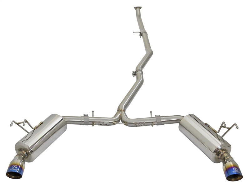 aFe POWER Takeda 16-17 Honda Civic I4-1.5L (t) 2.5-2.25in 304 SS CB Dual-Exit Exhaust Blue Tips - 49-36615-L