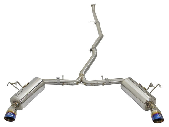 aFe POWER Takeda 16-17 Honda Civic I4-1.5L (t) 2.5-2.25in 304 SS CB Dual-Exit Exhaust Blue Tips - 49-36615-L