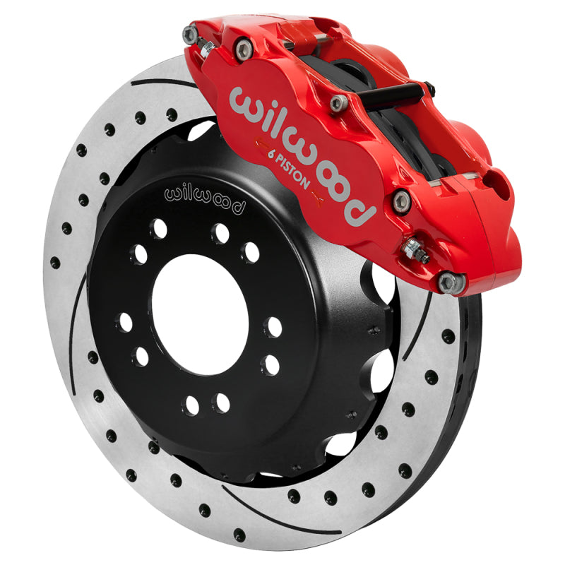 Wilwood Ford Mustang II Ford Narrow Superlite 6 Front Brake Kit w/ 12.88in Drill & Slot Rotor - Red - 140-18366-DR