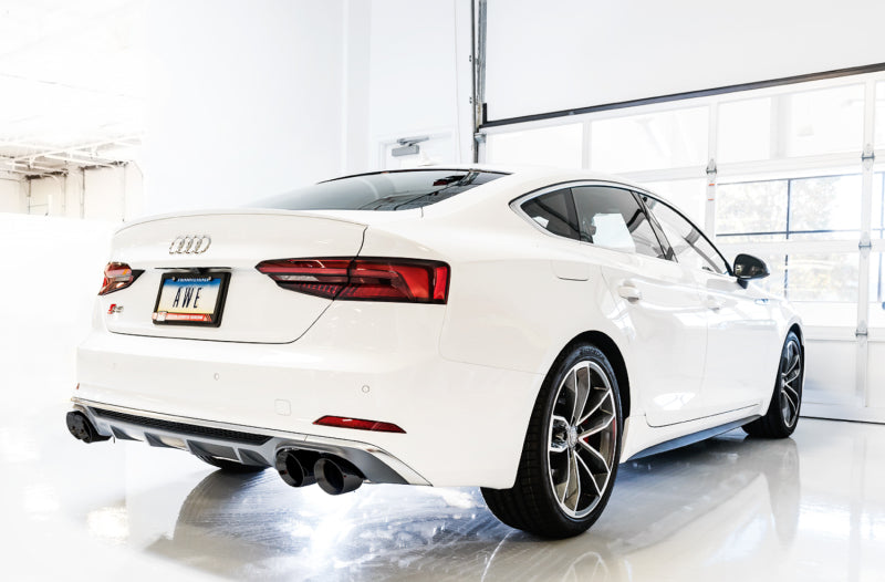 AWE Tuning Audi B9 S4 Touring Edition Exhaust - Non-Resonated (Black 102mm Tips) - 3010-43050